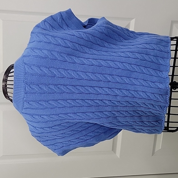 STILE Cotton Cable Knit Vest in Blue Size Small - Picture 3 of 7